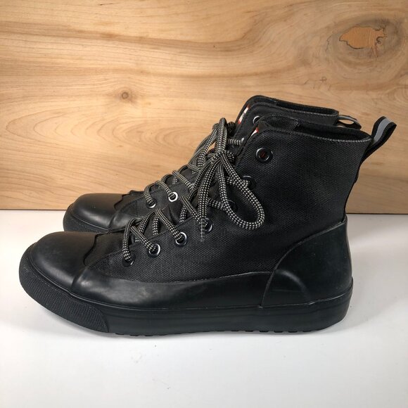 Hunter Unisex Target Dipped Canvas High-Top Sneakers Black&Black Size M6/W8 - Picture 4 of 9